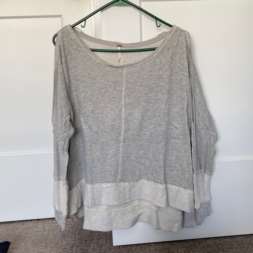 Free People grey two-toned sweatshirt with cold shoulders